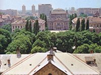 Zgrada športskog društva Hrvatski Sokol i pjevačkog društva Kolo, izgrađena 1883. godine, kasnije plesnjak Tucman, Mažuranićev trg, oko 1970. godine